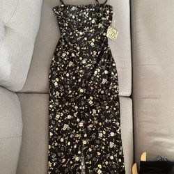 Black Floral Print Bodycon Dress