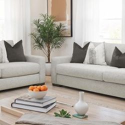 Brand New Grey Super Plush Sofa & Loveseat (Pillows Included)