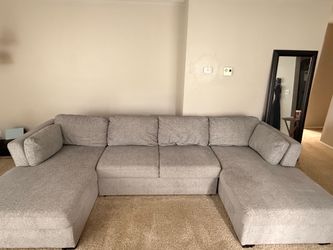 Fabric Double Chaise Sleeper Storage Sectional Couch