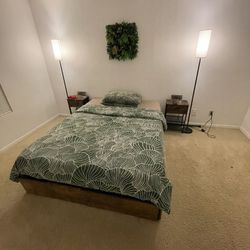 Wood Colored Queen Size Bed Frame 