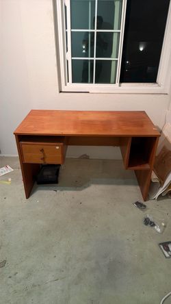 Wood Desk with Drawers and Shelves