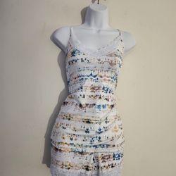 Laundry by Shelli Segal two-piece pajama set, Size L Color: White/ Multi