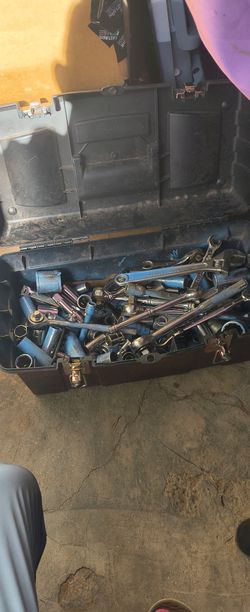 Socket wrenches, crescent wrenches, different size sockets