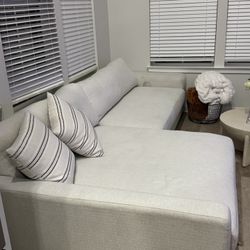 White Fabric Left Chaise Sectional