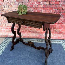 Antique Solid Wood Table With Drawer Entryway Hallway Table 