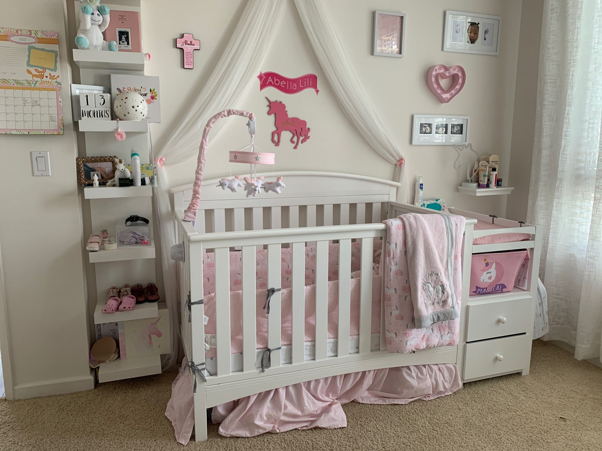 BABY CRIB WITH ATTACHED CHANGING TABLE