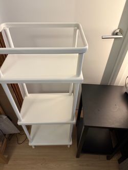 White 3-Tier Shelf + Black Nightstand / Side Table - Used