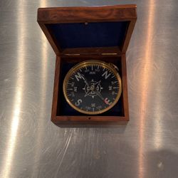 Vintage Compass And Wood Case 