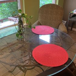 Table Wrought Iron Antique Glass Top