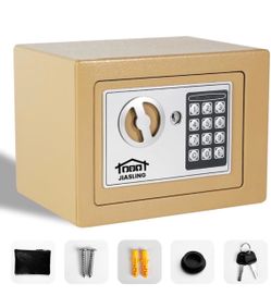 Fireproof Digital Safe with Sensor Light, Red Steel Security Box, 0.3 Cubic Feet