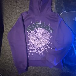 Sp5der Hoodie Purple Rhinestone