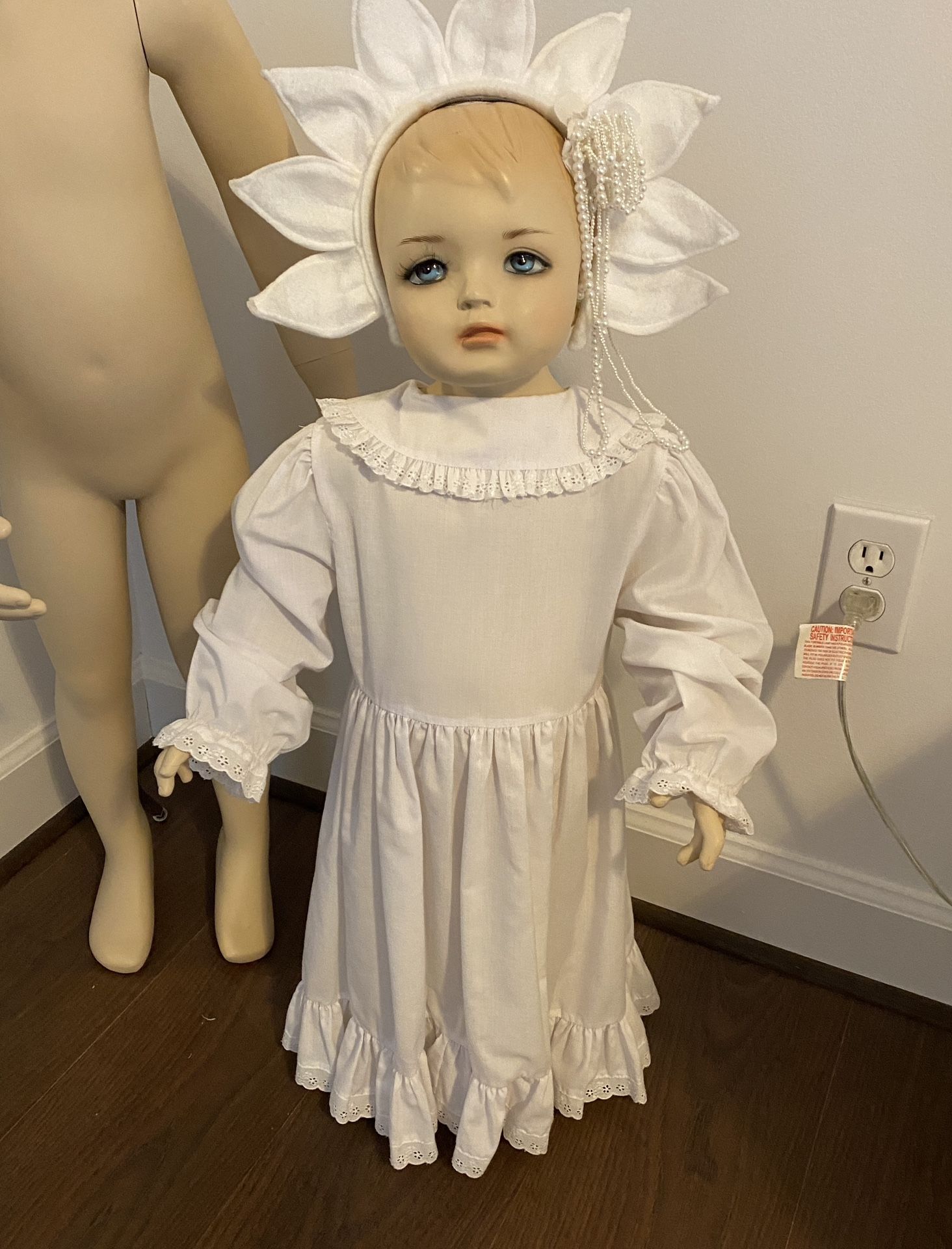 Rosalina Collections White Formal Wear with Headpiece for Baptism Christening 3T