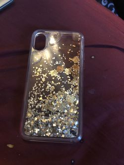 iPhone X phone case used for 2 weeks glitter moves all around
