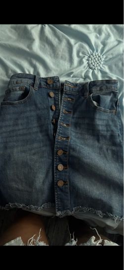 Denim Button-Front Mini Skirt