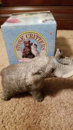 Stone Critters Elephant - trunk up with box