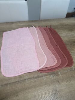 Set of 5 pink baby burp cloths