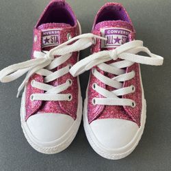 Converse Junior Pink Sparkle Low Top Sneaker Shoes sz 11 Junior