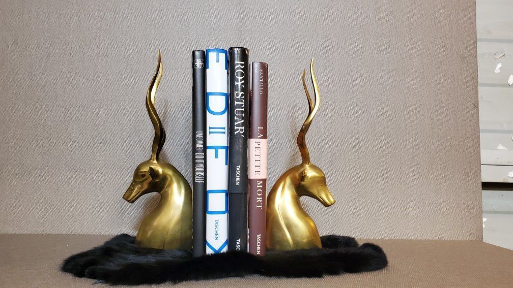 Vintage Boho Brass Antelope Bookends