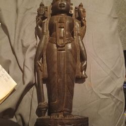 Vintage Asian Wooden Statue Of Goddess