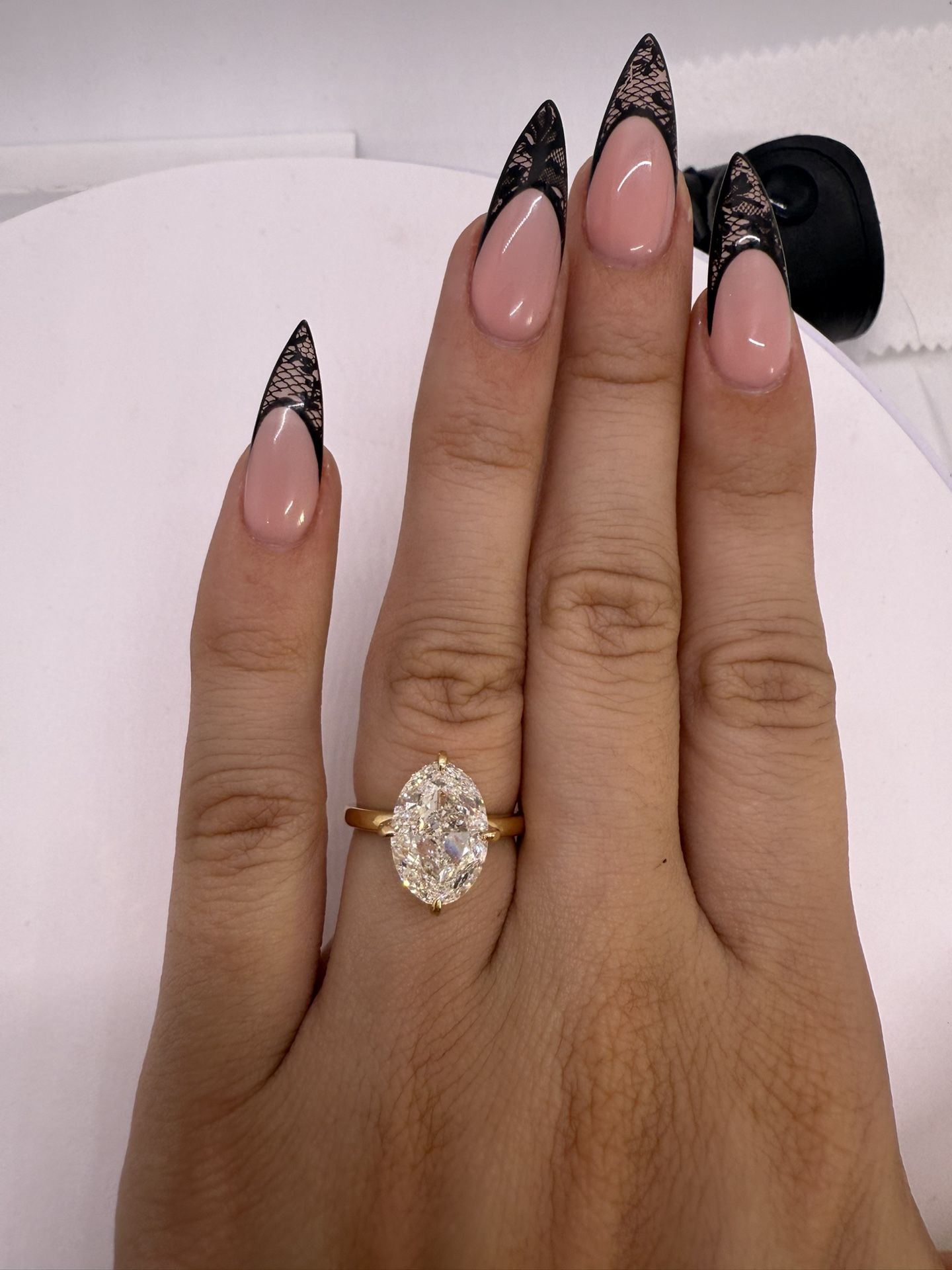 4.83 carat g VVS2 crushed ice oval lab diamond engagement ring hidden halo 