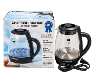 Chefman Fast-Boil 1-Liter Electric Glass Kettle