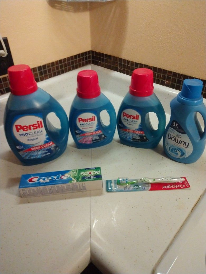 Persil Bundle 1 Persil 100 Oz 2 Persil 46 Oz 1 Downy 34 Oz 1 Colgate And Brush Firm  Price Español También 