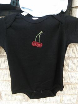NEW! Black onesie with cherries