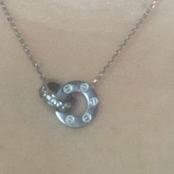 Fashion  Love Necklace  Silver Color With Cristals New! 