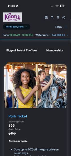 4 tickets to Knotts Berry Farm