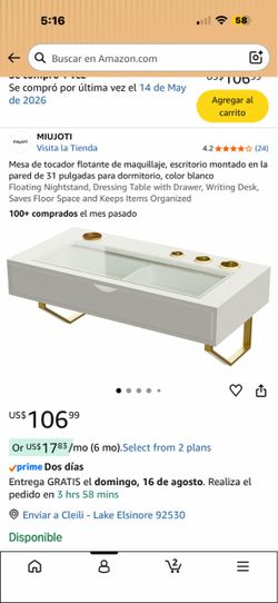MIUJOTI Floating Makeup Vanity Desk White