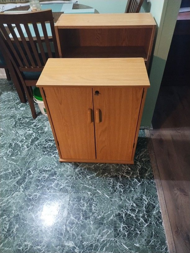 Lockable Wood Cabinet With Shelves
