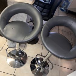 Two Chrome Bar Stools 