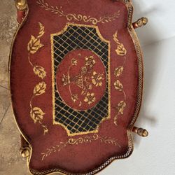 Decorative Tray Table – Hand-Painted, Gold Detail