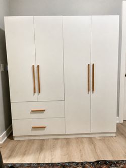 Large White Wade Logan Wardrobe / Armoire with Drawers & Hanging Storage