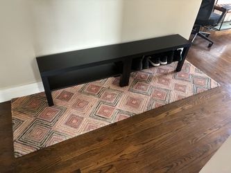 IKEA lack shelves and Red Wool Rug