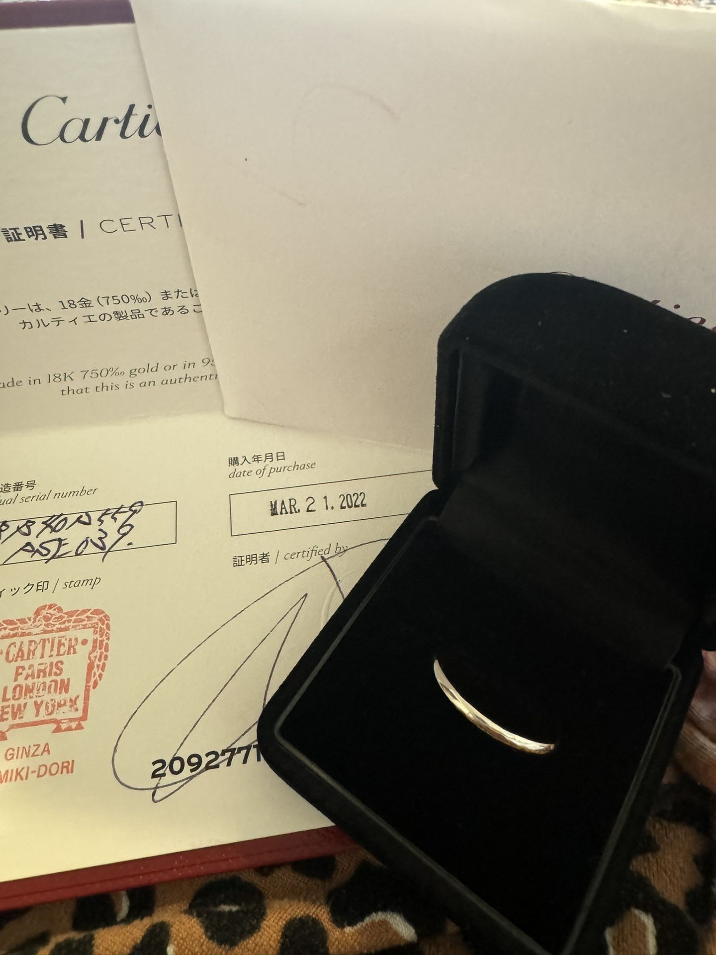 Authentic 1895 CARTIER Platinum Wedding Band ,2.5mm, Pt950 Size 59mm,COA