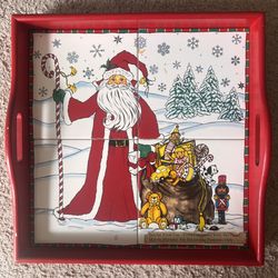 JCPenny Santa with Toys Ceramic Tile Tray