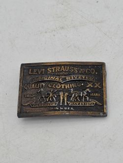 Vintage 1976 Levi Strauss & Co Belt Buckle Bergamot Brass Works USA XX