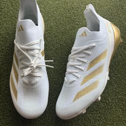 ADIDAS ADIZERO ELECTRIC+ WHITE/GOLD FOOTBALL CLEATS SIZE 13