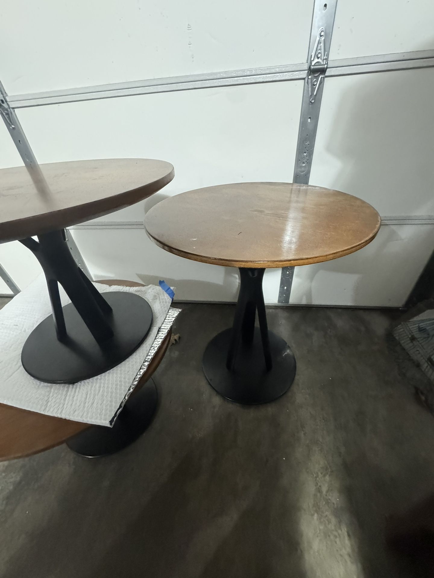 3 Wooden Tables With Metal Frame