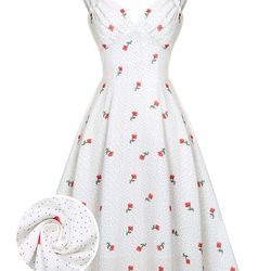 White Cherry Polka Dot Dress
