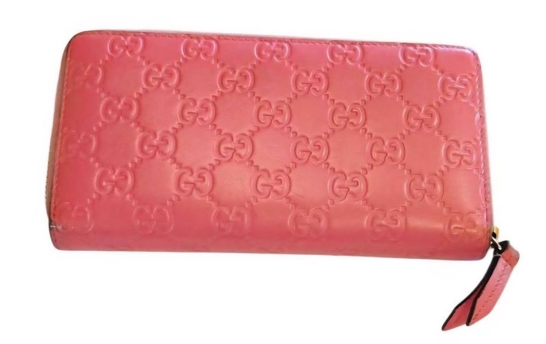 The Gucci Guccissima Pink Long GG Zip Wallet