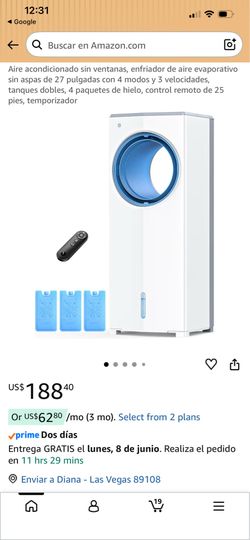 MYICY Bladeless Evaporative Air Cooler 27 inch with Remote and Ice Packs