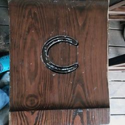 3 -Wood Bar Stool W/c Horseshoes