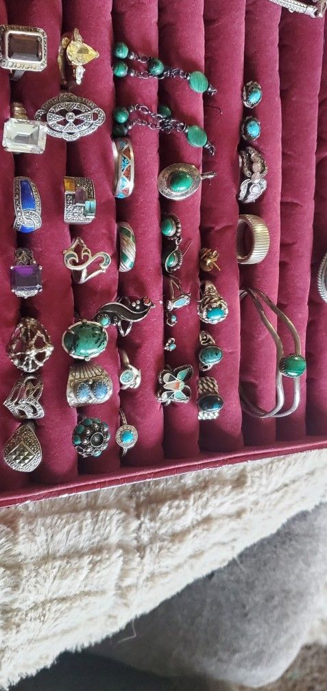 Large Lot Of Mostly Vintage Rings Sterling Silver