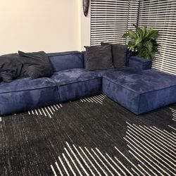 Modern L-Shaped Deep Sectional Sofa for Living Room Velvet Style Comfy Suedette with Chaise