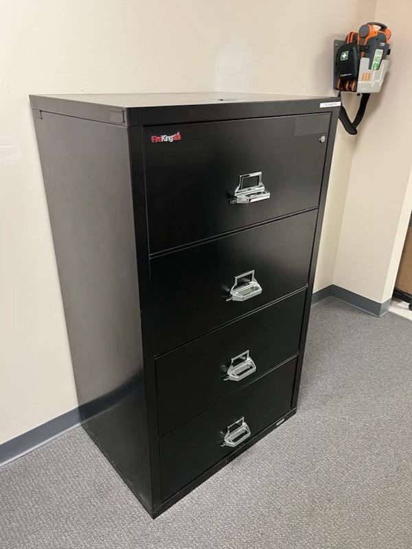 FireKing Four Drawer Lateral Fire Proof Filing Cabinet - LIKE NEW WITH KEYS 