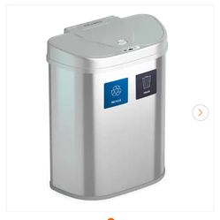 NINESTARS 18.5 Gal. Stainless Steel Motion Sensor Recycling Bin