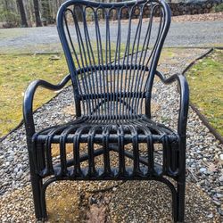 Two Black Rattan High Back Indoor/Outdoor Chairs