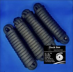⚓ Heavy-Duty Dock Lines – 5/8” x 20’ Double Braid Nylon – NEW